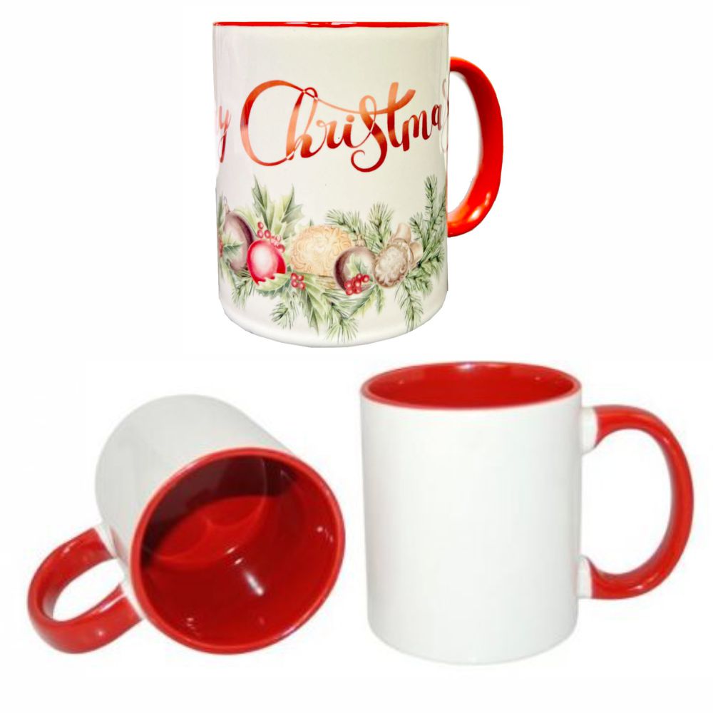 Tazza bianca manico/interno Rosso
